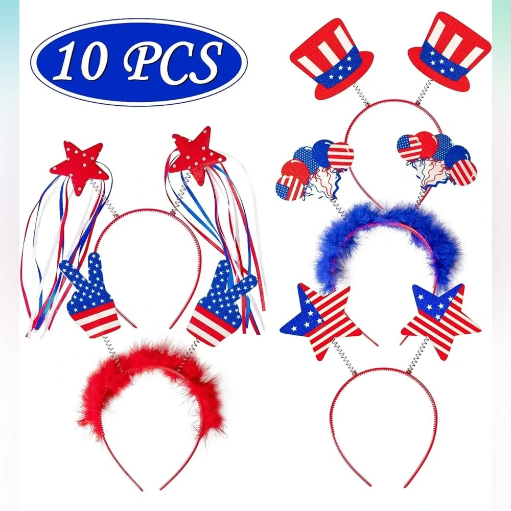 Moon Boat 10PCS Patriotic Head Boppers Headband - Accessories Favors